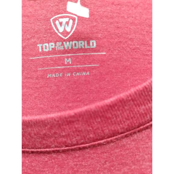 New Top of the World Red Long sleeve t-shirt with silkscreened American flag Med - Picture 3 of 3